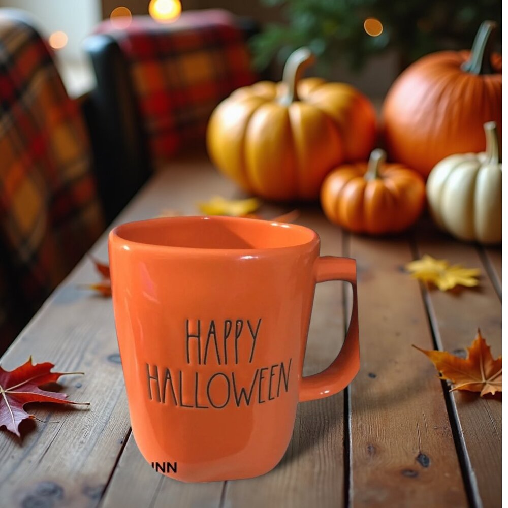Rae Dunn Coffee Mug happy Halloween Magenta collection Orange Black